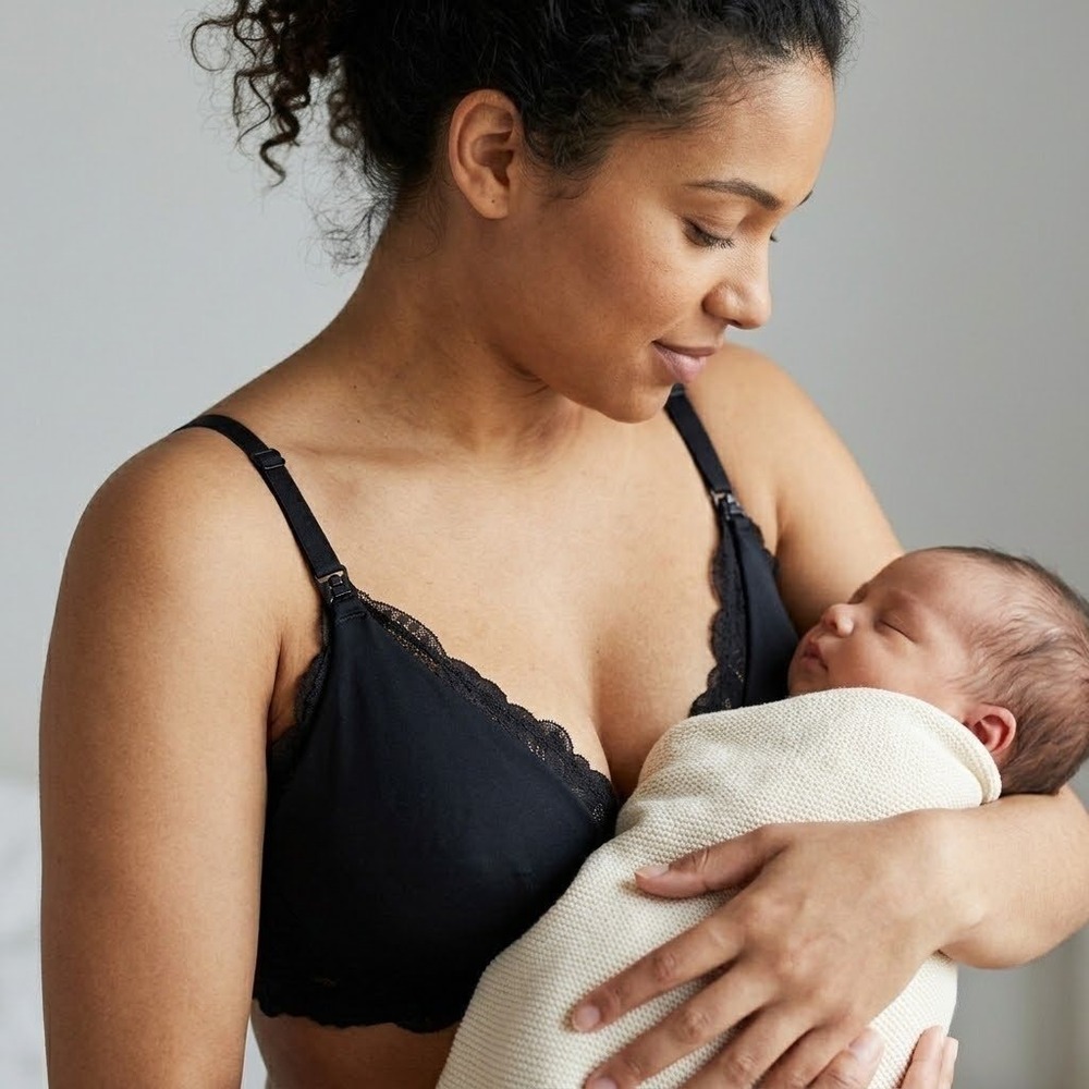 La Senza Maternity Nursing Bra Womens Small Black‎ Lace Trim No Underwire New
